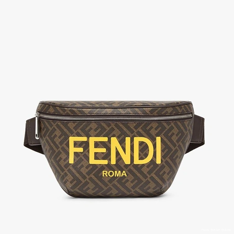 Affordable Bag FF In Logo Fabric Fendi ROMA Brown Motif Belt 0724